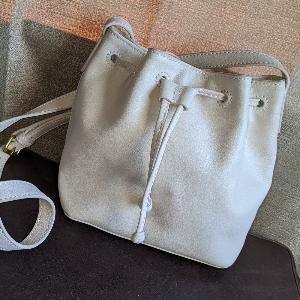 J.Crew taupe drawstring crossbody bag
